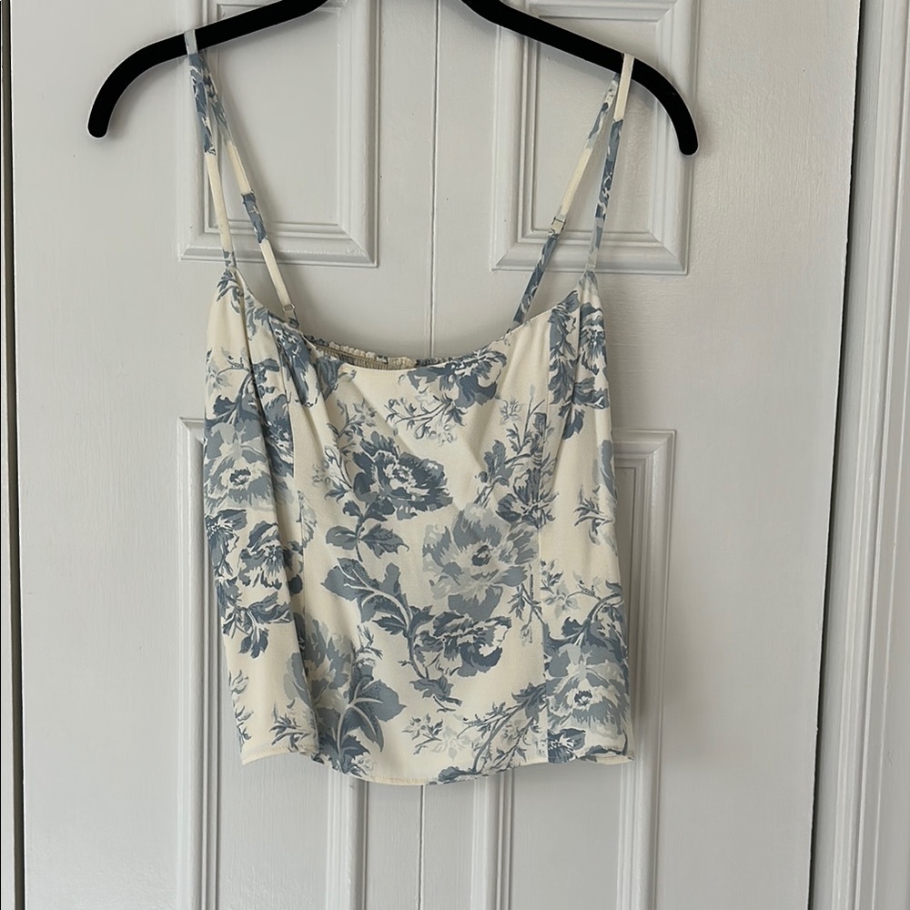 Reformation Floral Blue and White fitted top